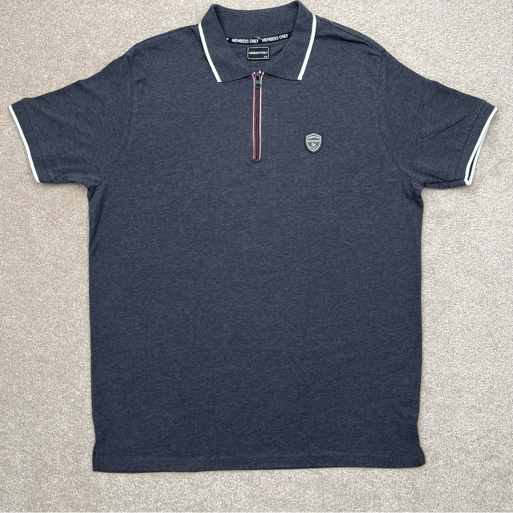 Members Only Polo Shirt 2XL Gray Quarter Zip Short Sleeve Golf Casual Preppy Men